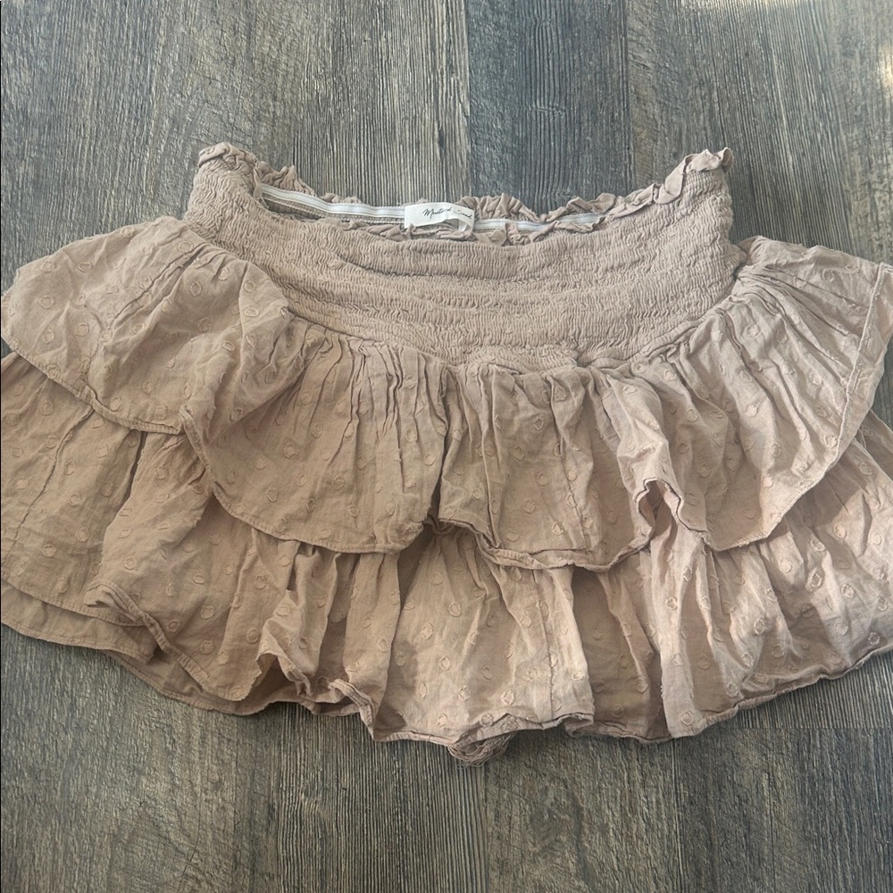 Mustard Seed Brown Tan Bubble Mini Skirt